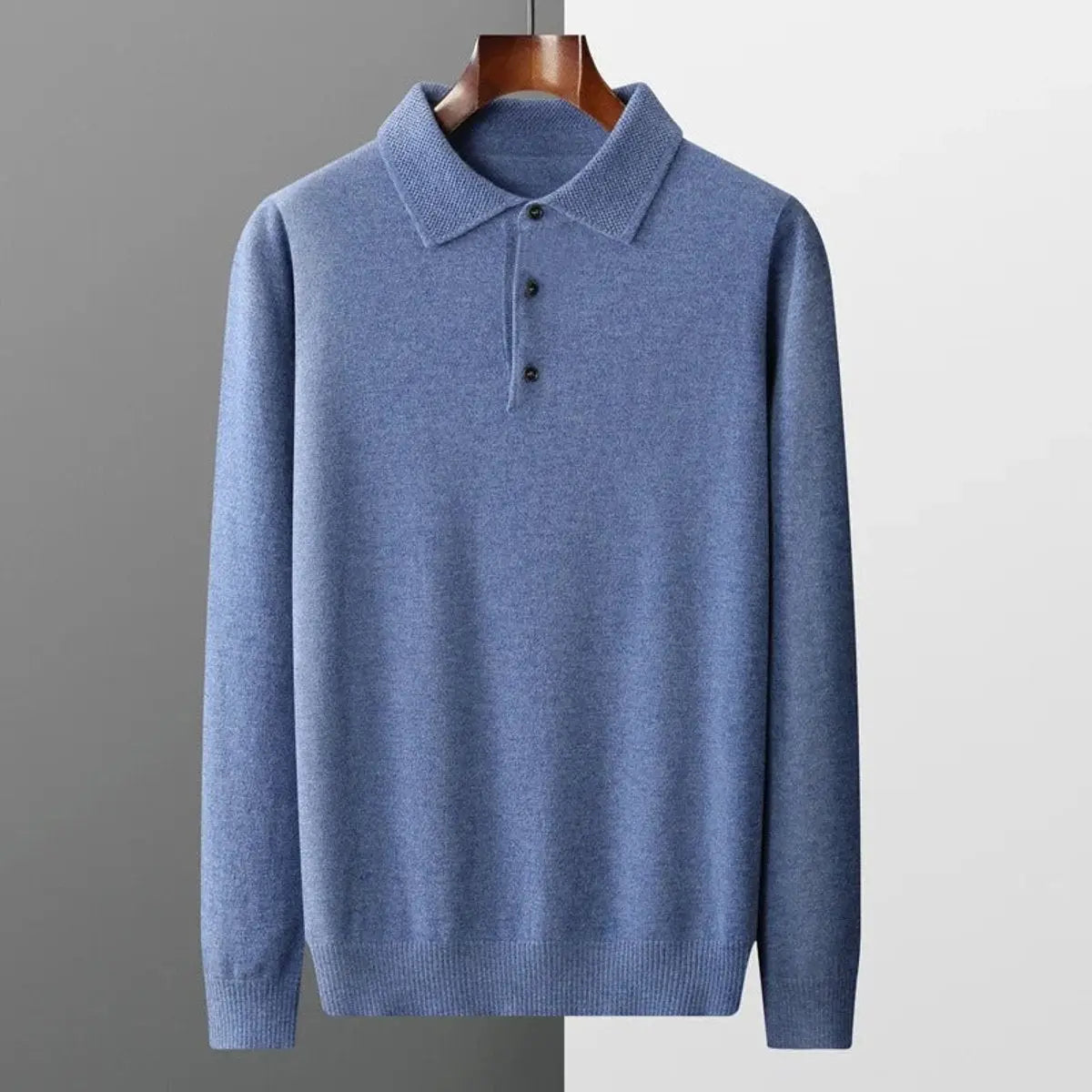 Henry | Men's Cashmere Polo Knit Sweater Long Sleeve Button Collar Jumper
