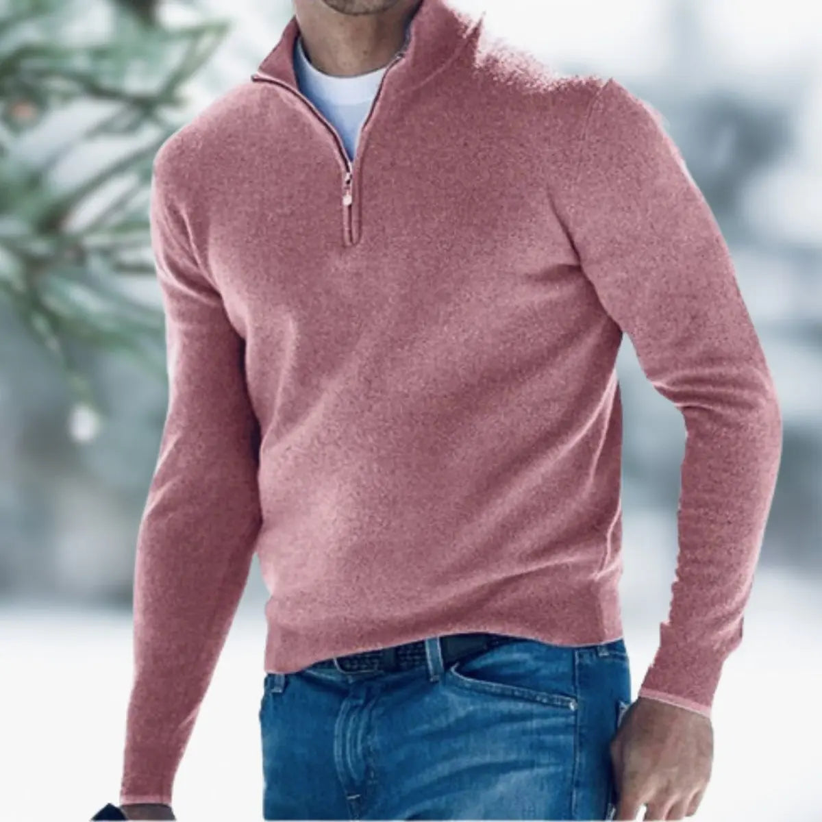 George | Men's Quarter-Zip Mens Knit Sweater Long Sleeve Pullover Jumper