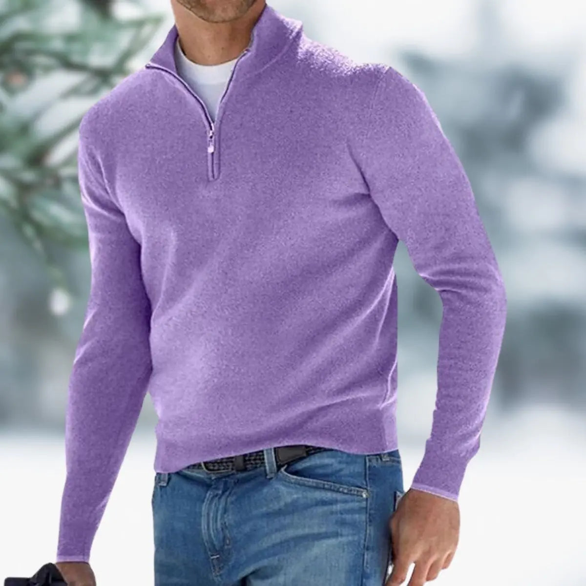 George | Men's Quarter-Zip Mens Knit Sweater Long Sleeve Pullover Jumper