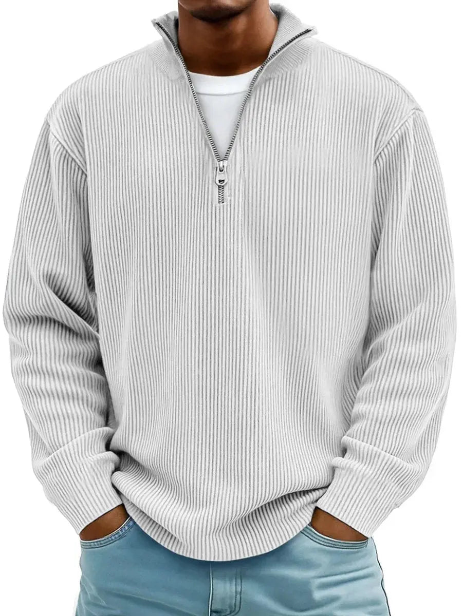 Alfie | Men's Ribbed Knit Sweater Quarter-Zip Pullover Jumper