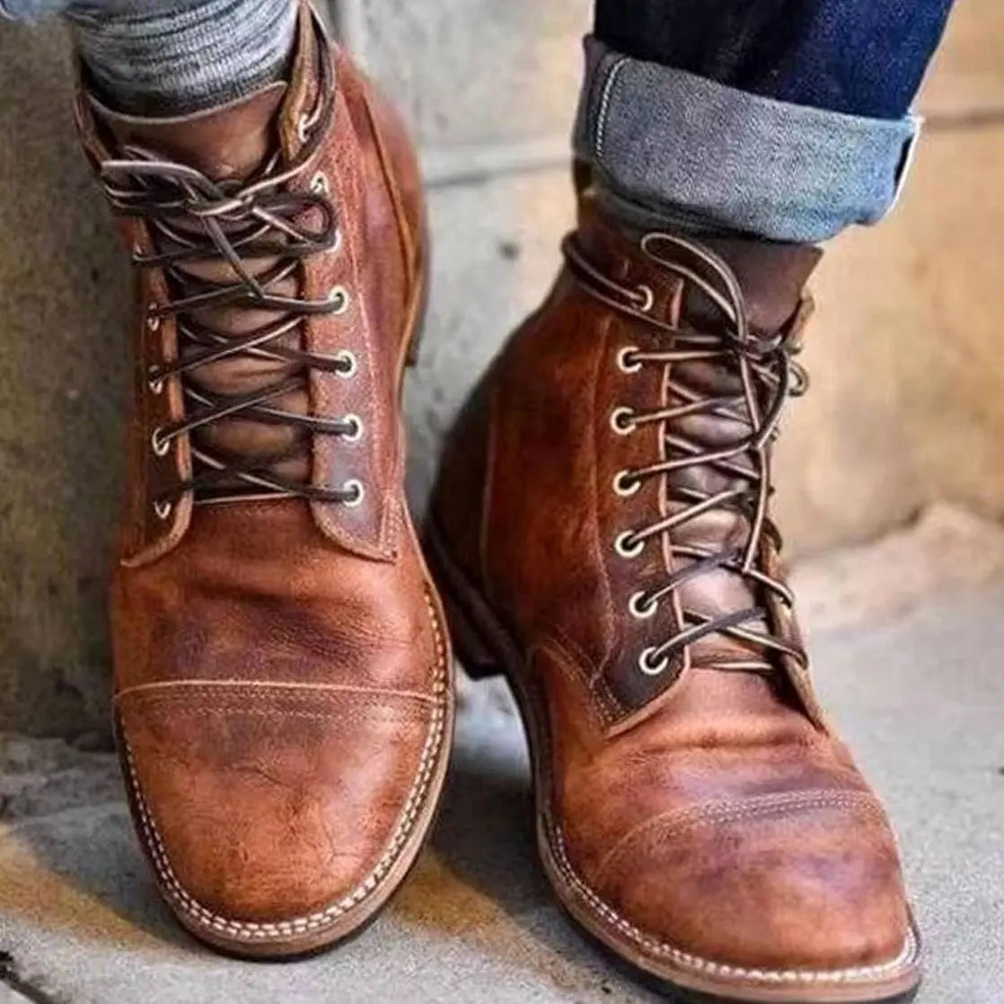 Edward | Men's Rugged Winter Leather Lace-Up Boots