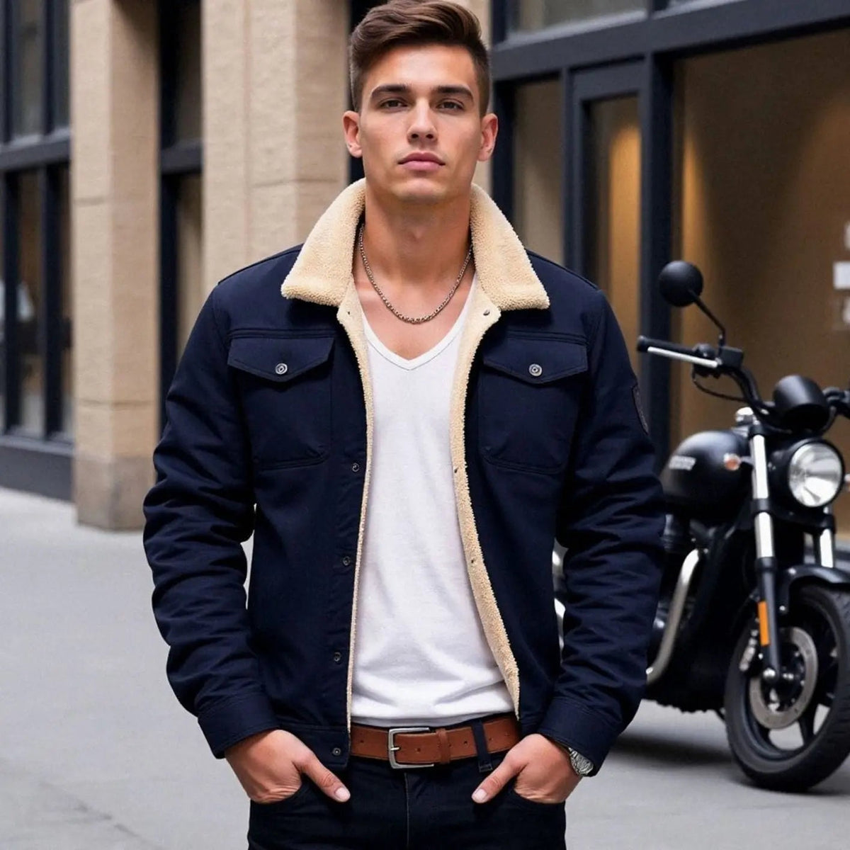 James | Men's Sherpa-Lined Relaxed-Fit Snap-Button Winter Jacket