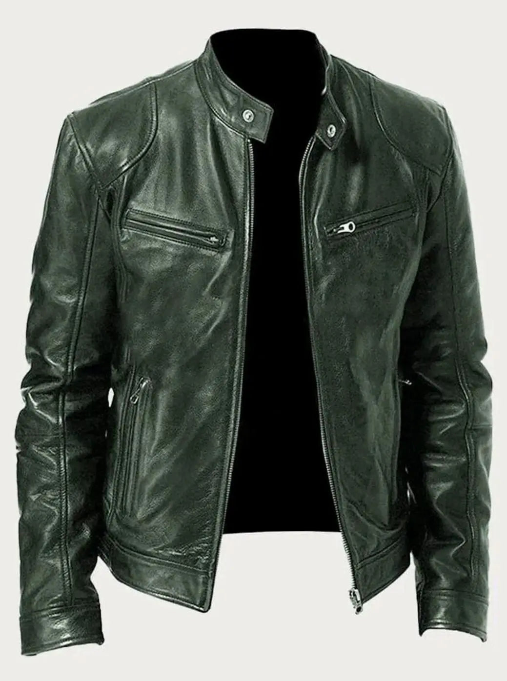Noah | Men's Slim-Fit Zip-Up Leather Moto Style Jacket