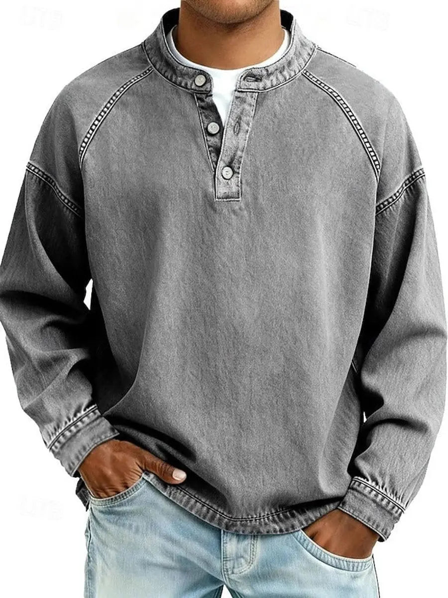 Thomas | Men's Vintage Henley Long Sleeve Pullover Mens Knit Sweater