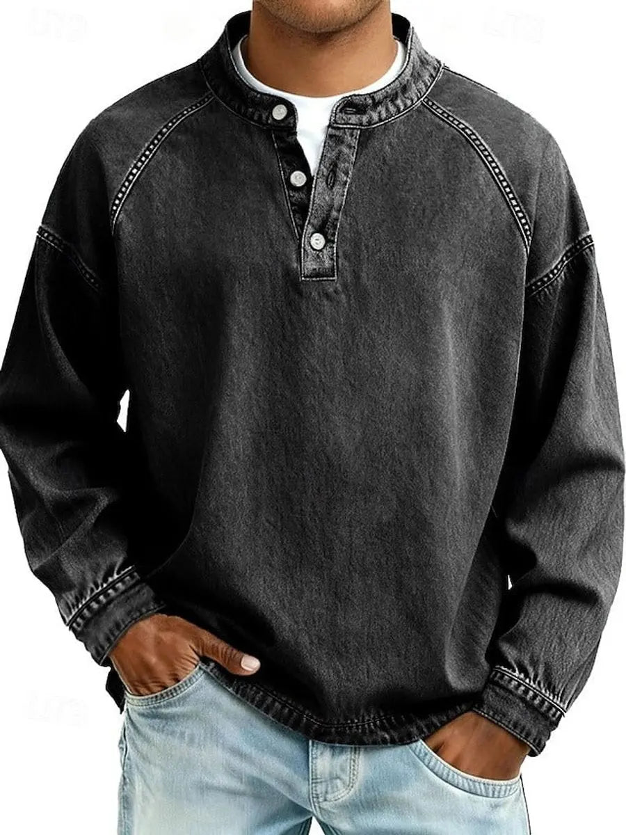 Thomas | Men's Vintage Henley Long Sleeve Pullover Mens Knit Sweater
