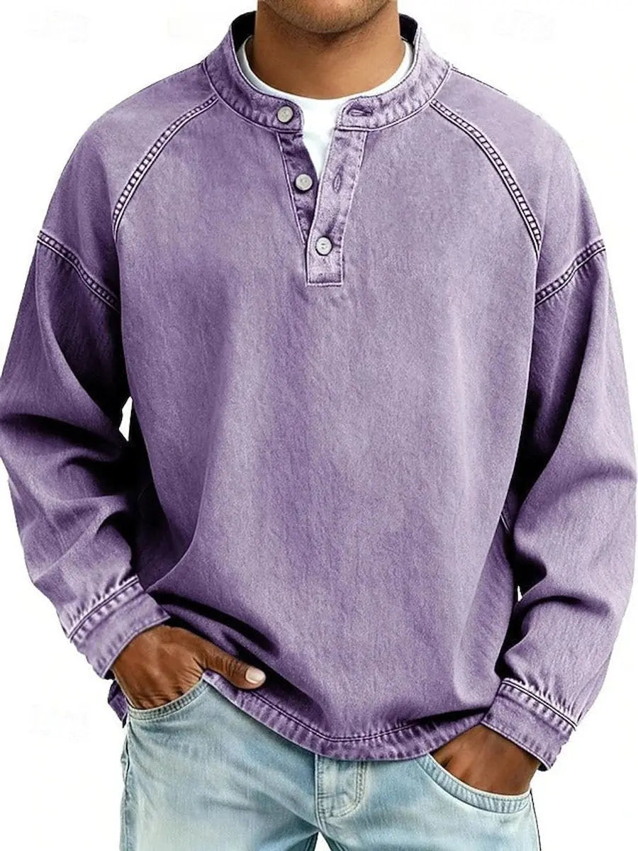 Thomas | Men's Vintage Henley Long Sleeve Pullover Mens Knit Sweater