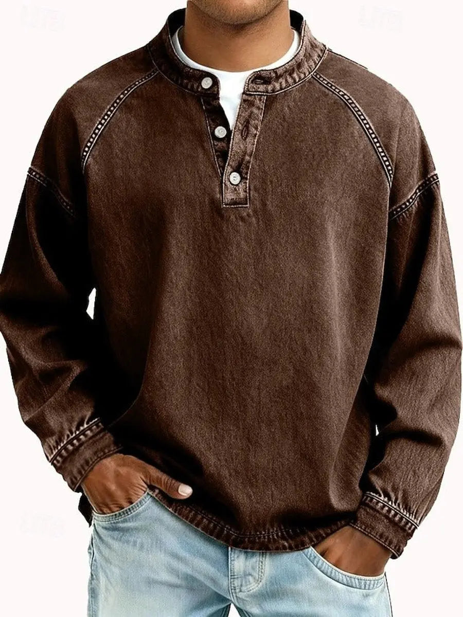 Thomas | Men's Vintage Henley Long Sleeve Pullover Mens Knit Sweater