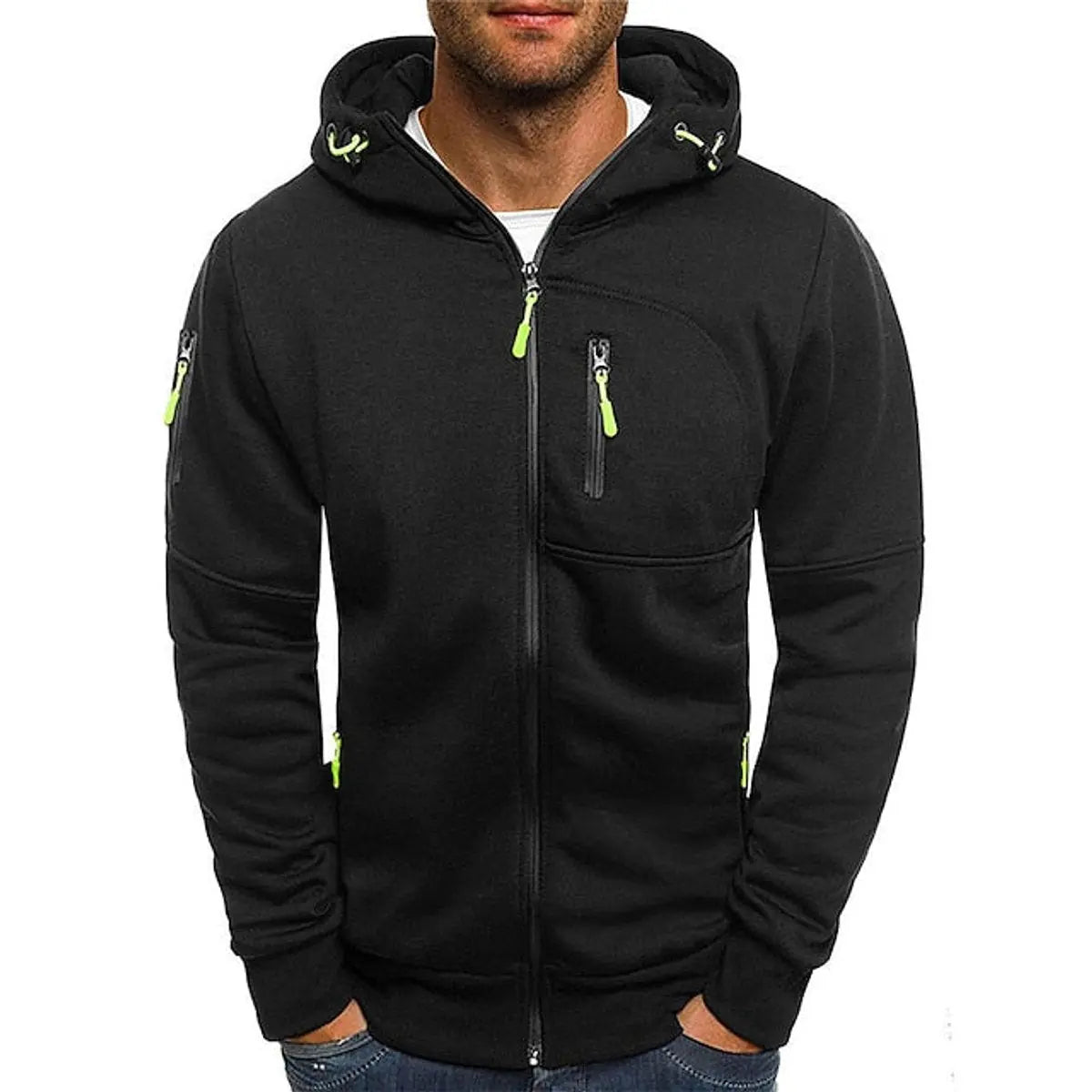 Noah | Mens Zip-Up Hooded Knit Sweater Fleece Hoodie Multi-Pocket