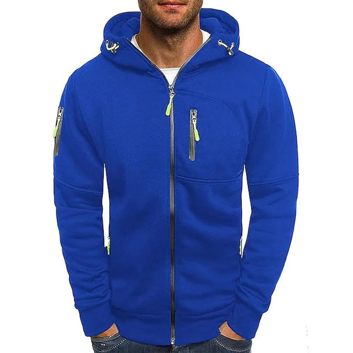 Noah | Mens Zip-Up Hooded Knit Sweater Fleece Hoodie Multi-Pocket