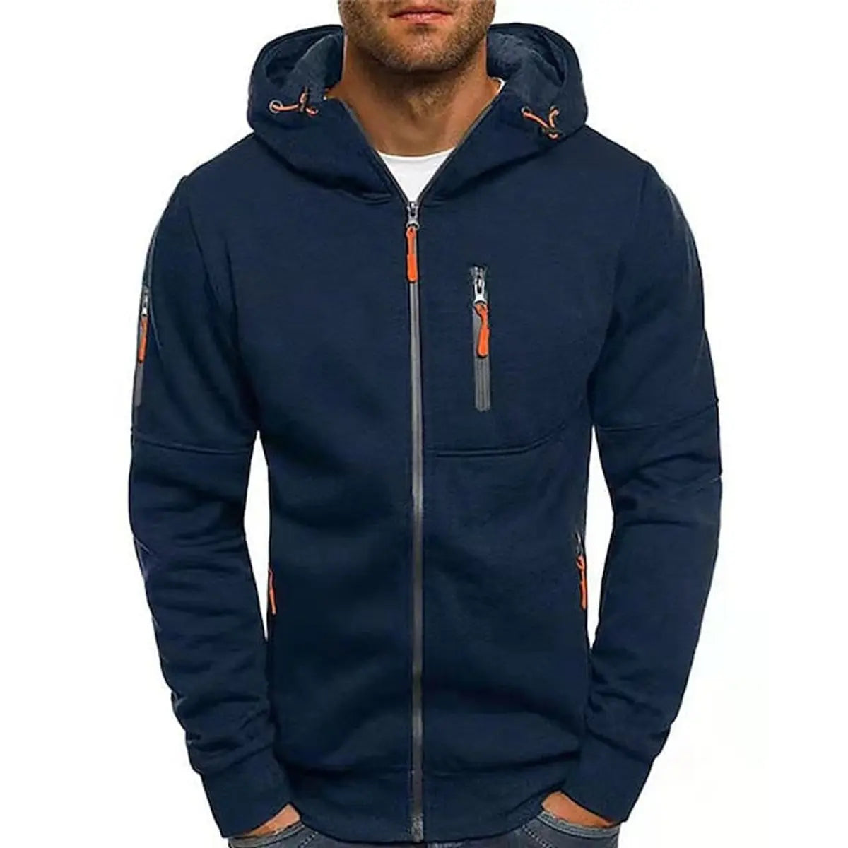 Noah | Mens Zip-Up Hooded Knit Sweater Fleece Hoodie Multi-Pocket