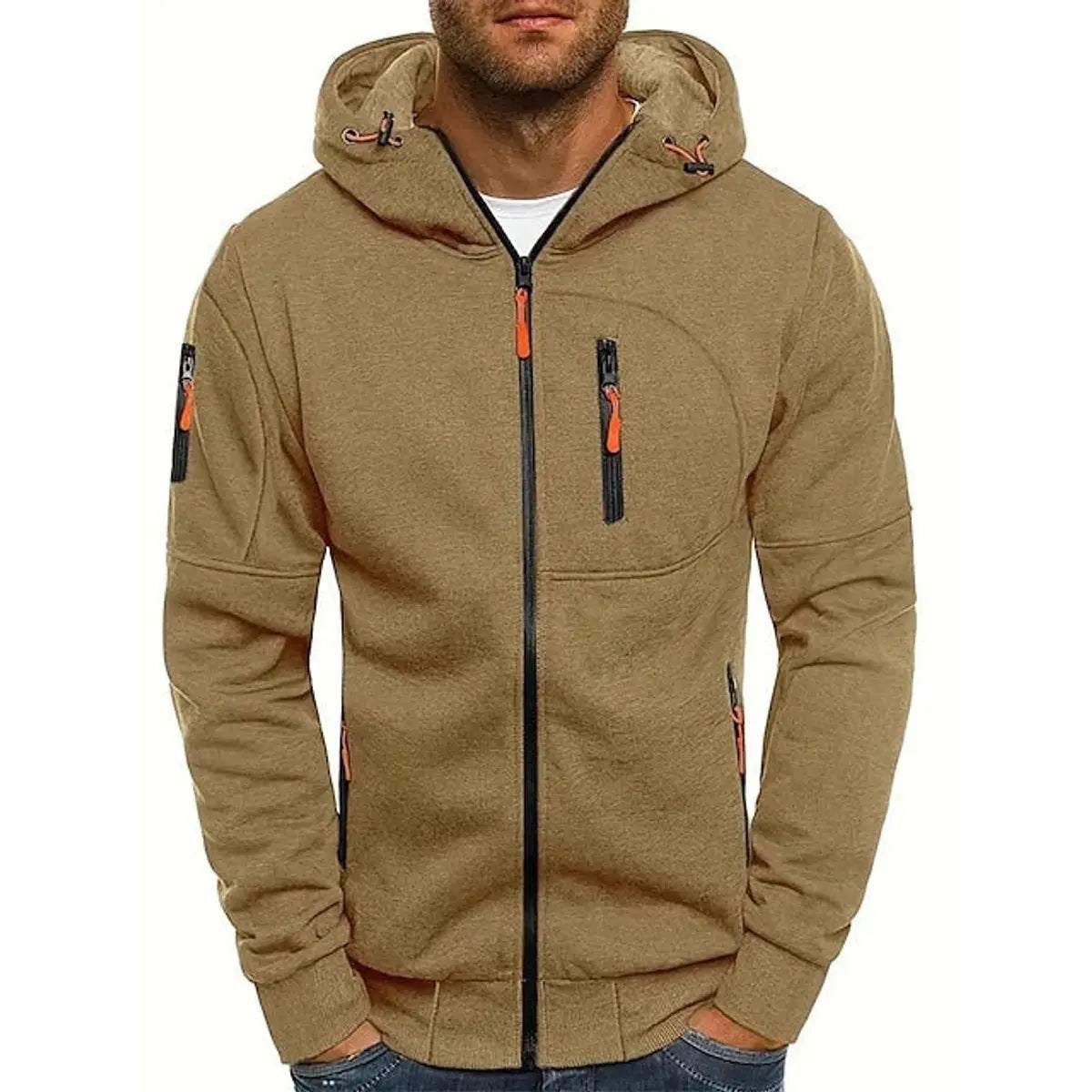Noah | Mens Zip-Up Hooded Knit Sweater Fleece Hoodie Multi-Pocket
