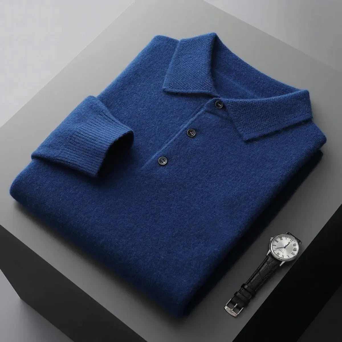 Henry | Men's Cashmere Polo Knit Sweater Long Sleeve Button Collar Jumper