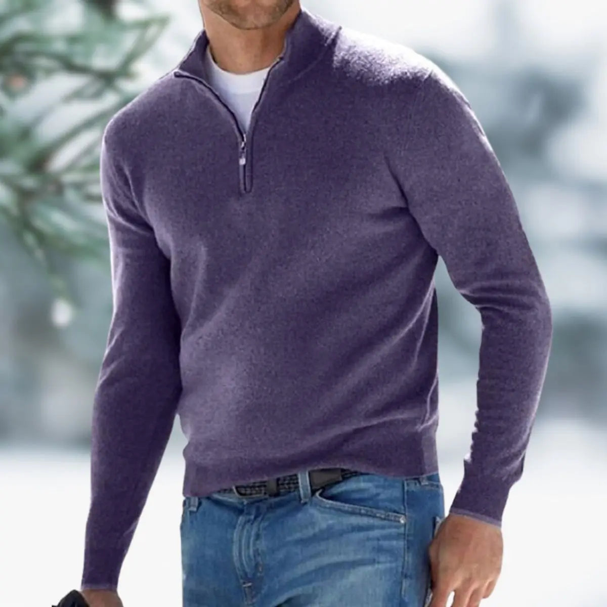 George | Men's Quarter-Zip Mens Knit Sweater Long Sleeve Pullover Jumper