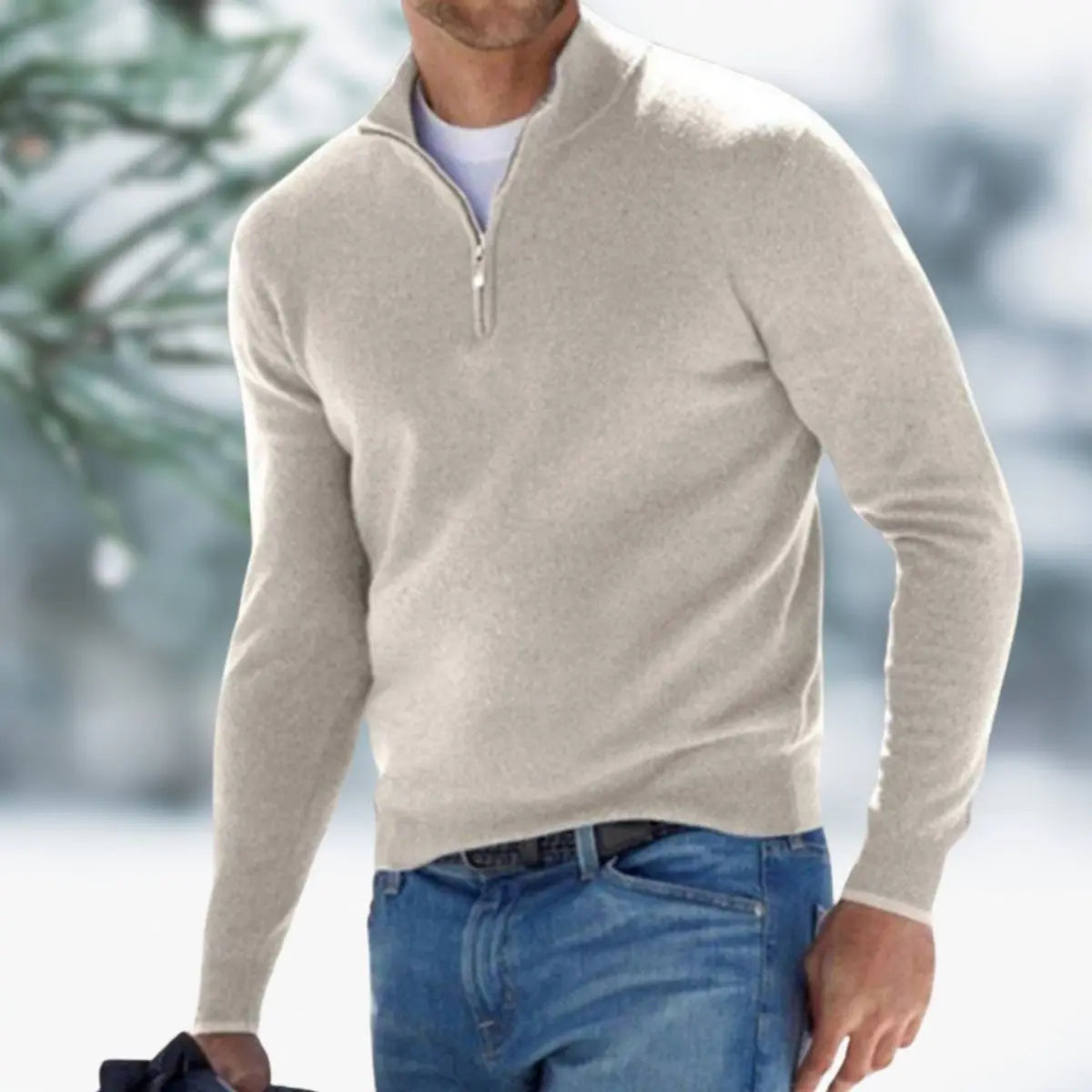 George | Men's Quarter-Zip Mens Knit Sweater Long Sleeve Pullover Jumper