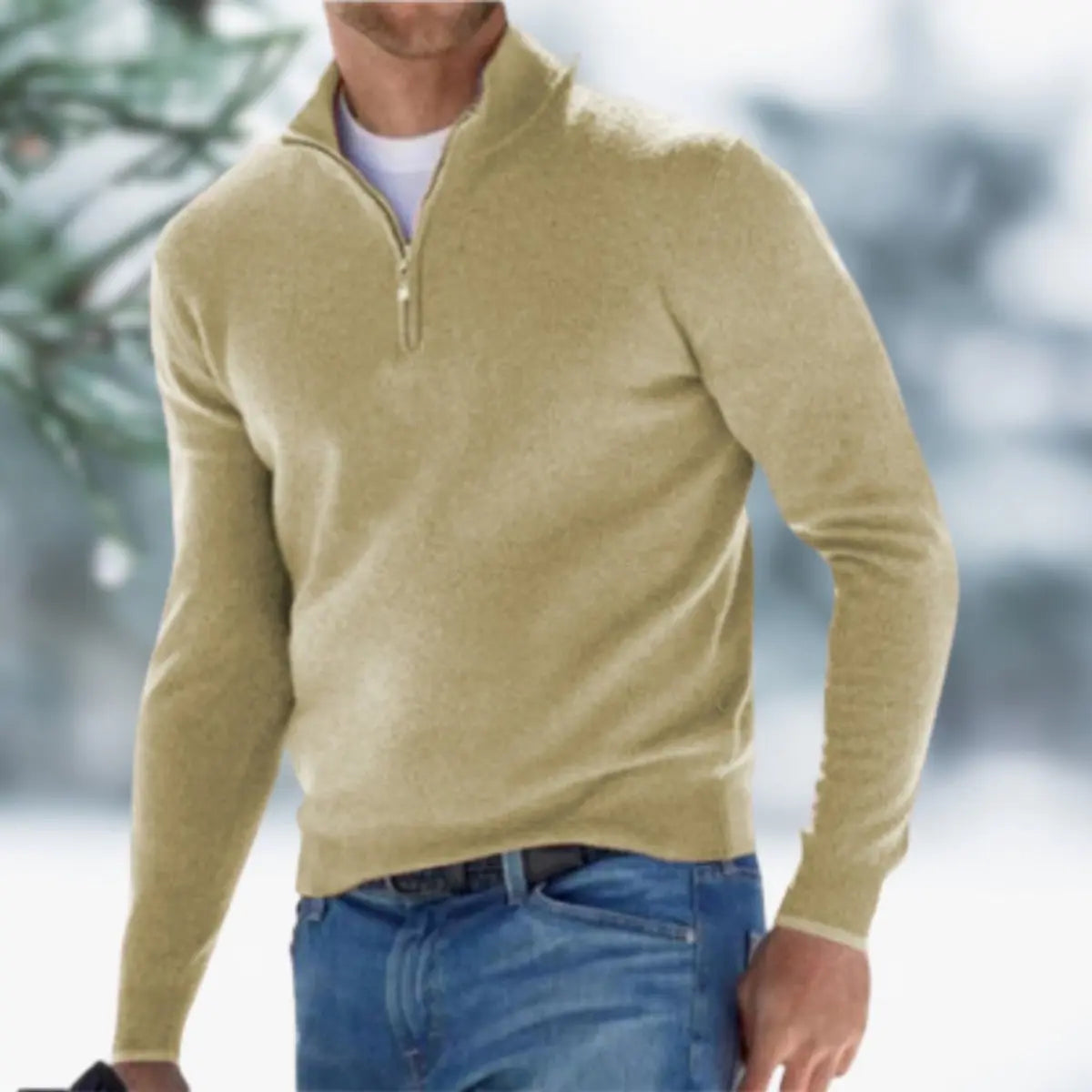 George | Men's Quarter-Zip Mens Knit Sweater Long Sleeve Pullover Jumper