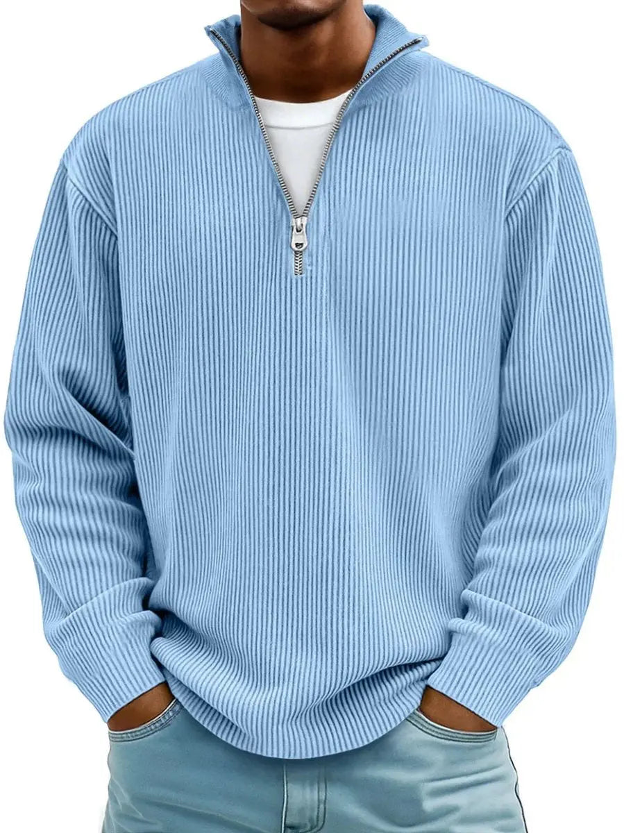 Alfie | Men's Ribbed Knit Sweater Quarter-Zip Pullover Jumper