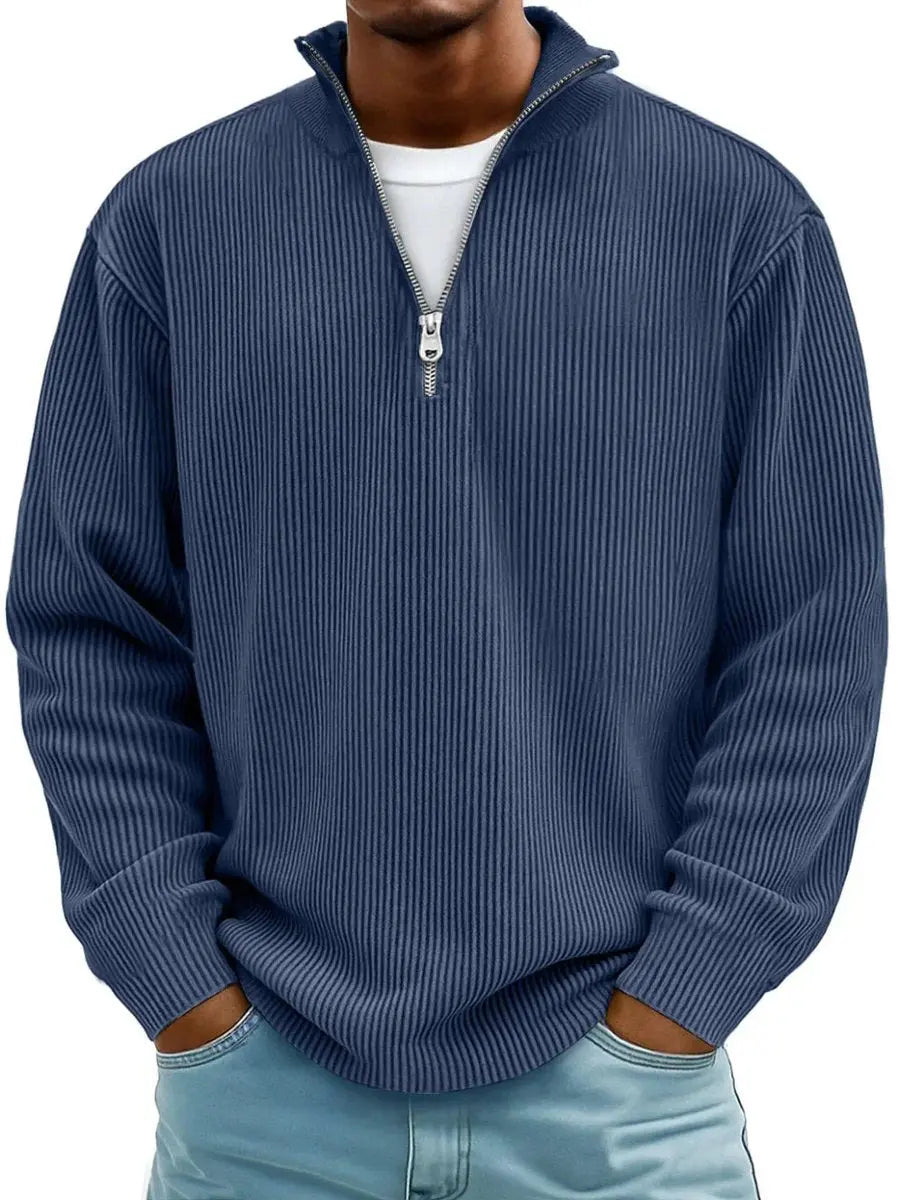Alfie | Men's Ribbed Knit Sweater Quarter-Zip Pullover Jumper
