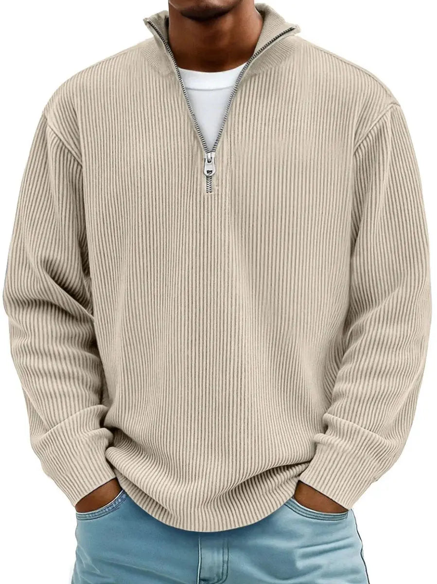 Alfie | Men's Ribbed Knit Sweater Quarter-Zip Pullover Jumper