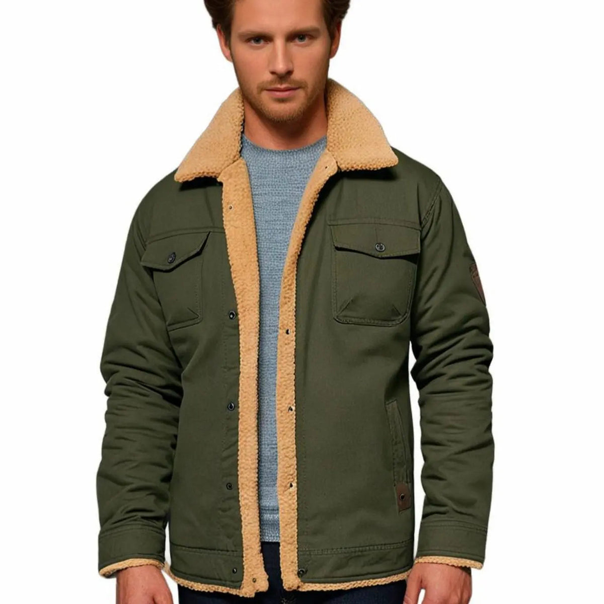 James | Men's Sherpa-Lined Relaxed-Fit Snap-Button Winter Jacket