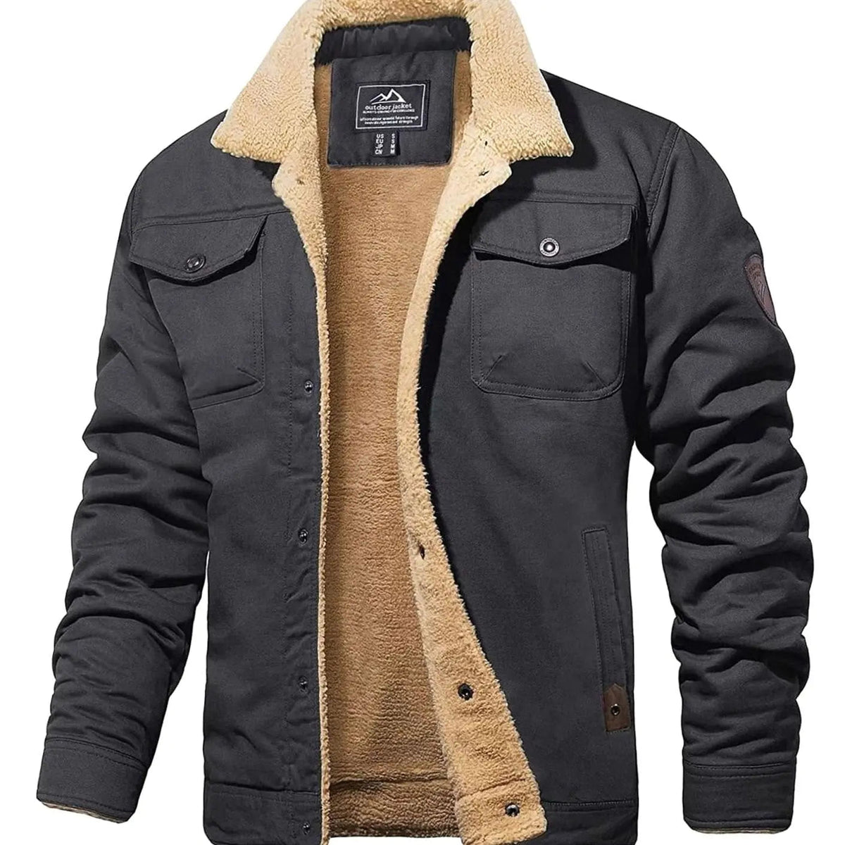 James | Men's Sherpa-Lined Relaxed-Fit Snap-Button Winter Jacket