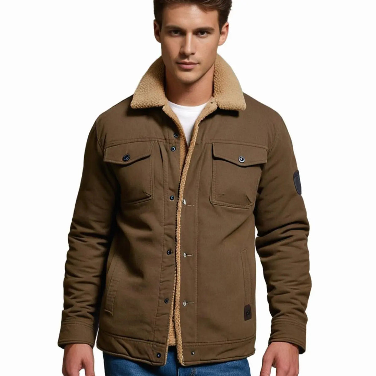 James | Men's Sherpa-Lined Relaxed-Fit Snap-Button Winter Jacket