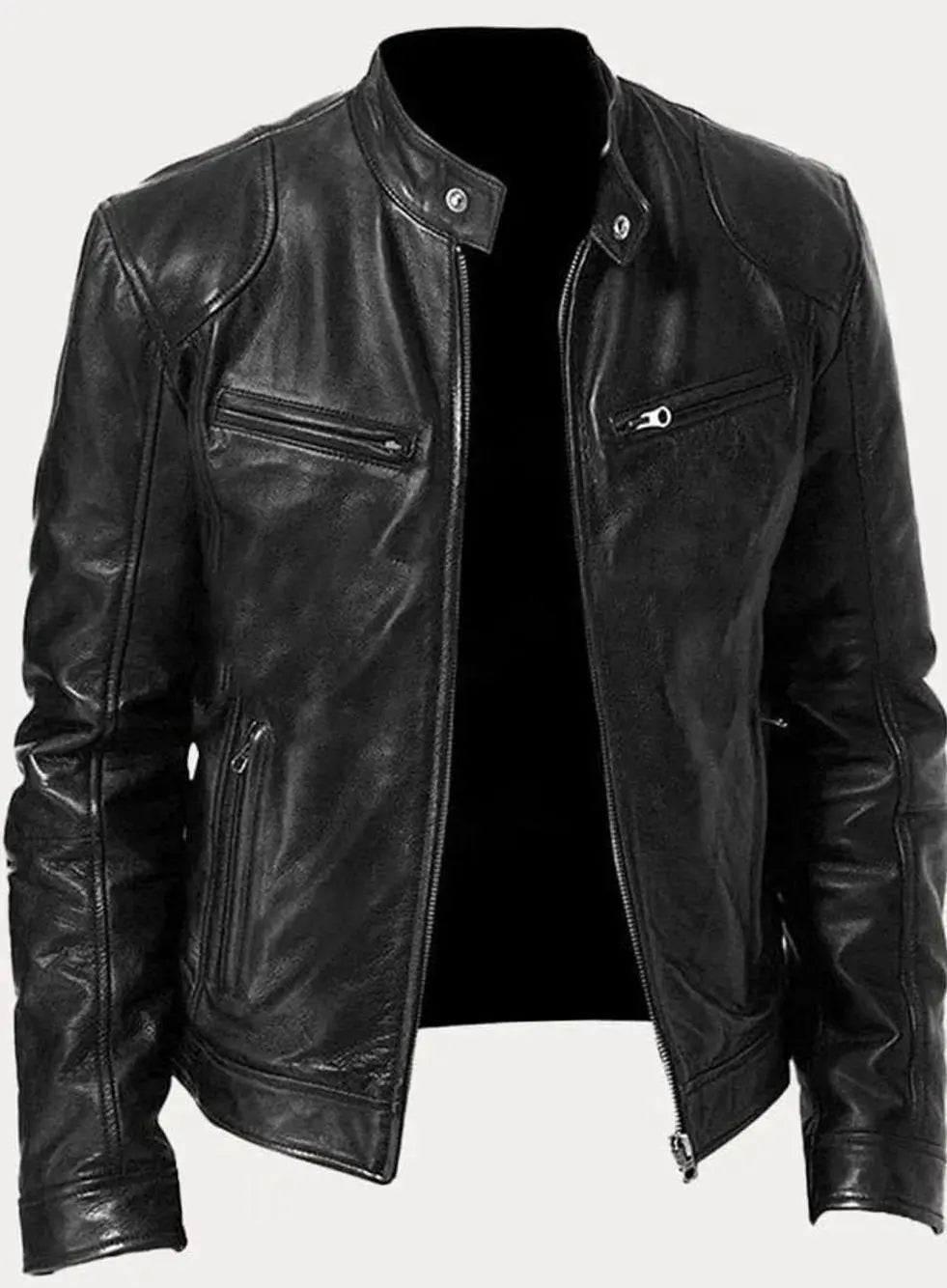 Noah | Men's Slim-Fit Zip-Up Leather Moto Style Jacket