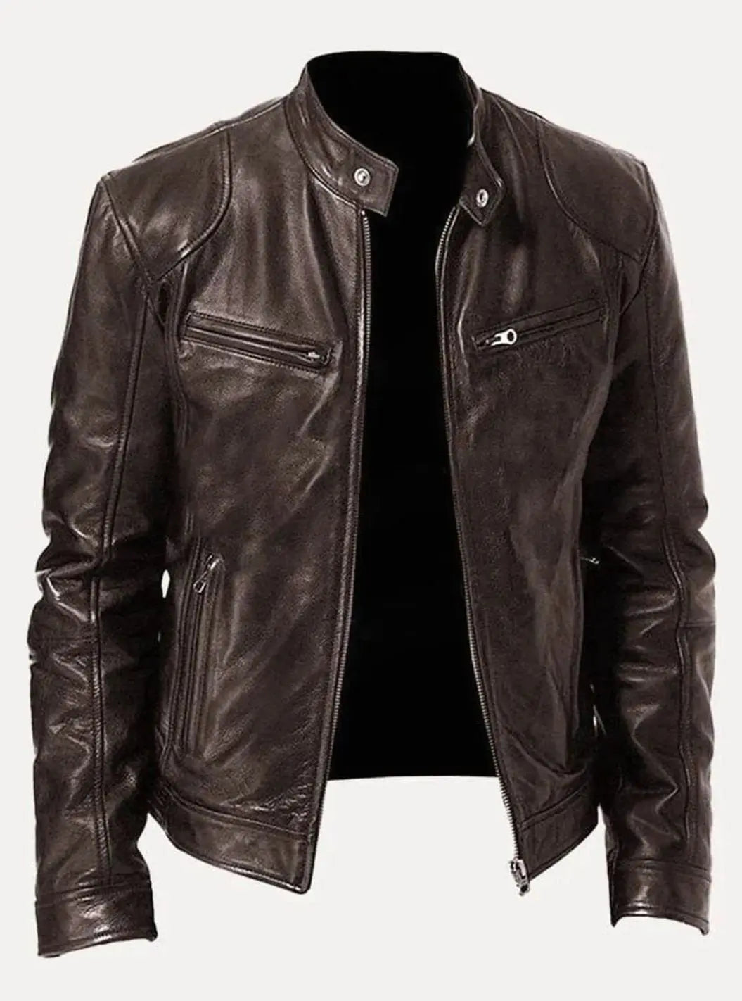 Noah | Men's Slim-Fit Zip-Up Leather Moto Style Jacket