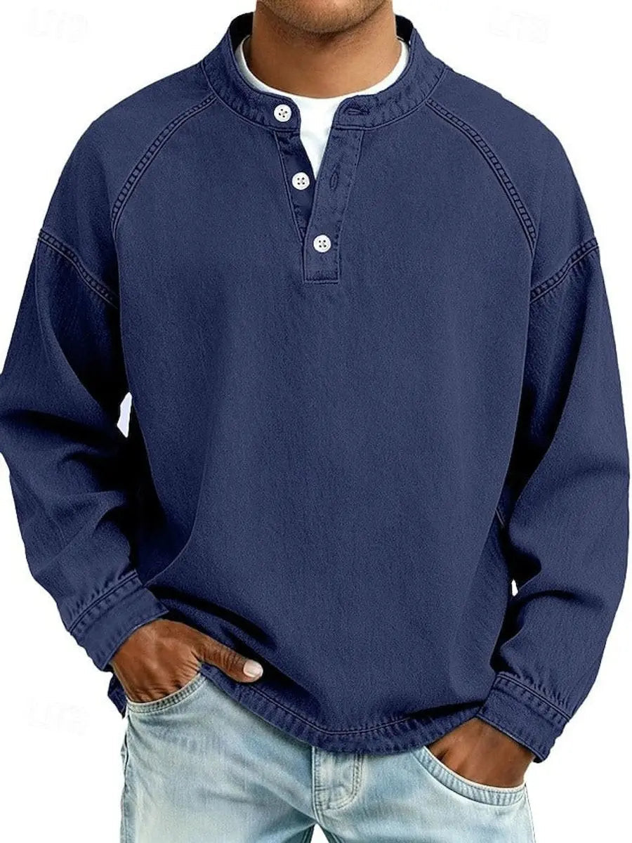 Thomas | Men's Vintage Henley Long Sleeve Pullover Mens Knit Sweater