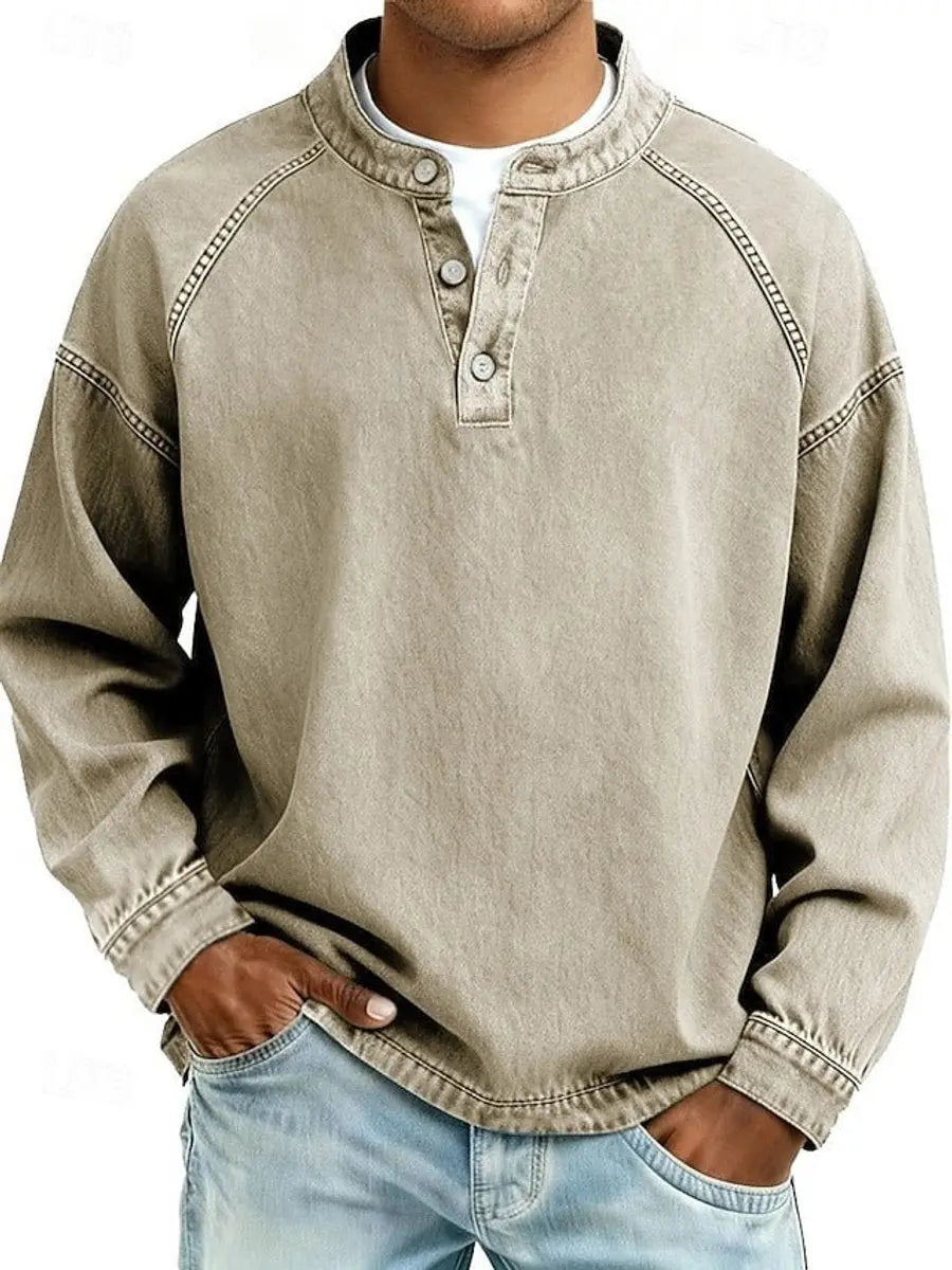 Thomas | Men's Vintage Henley Long Sleeve Pullover Mens Knit Sweater