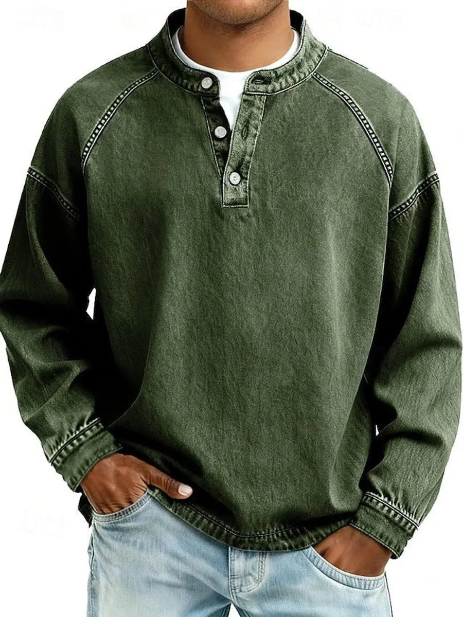 Thomas | Men's Vintage Henley Long Sleeve Pullover Mens Knit Sweater