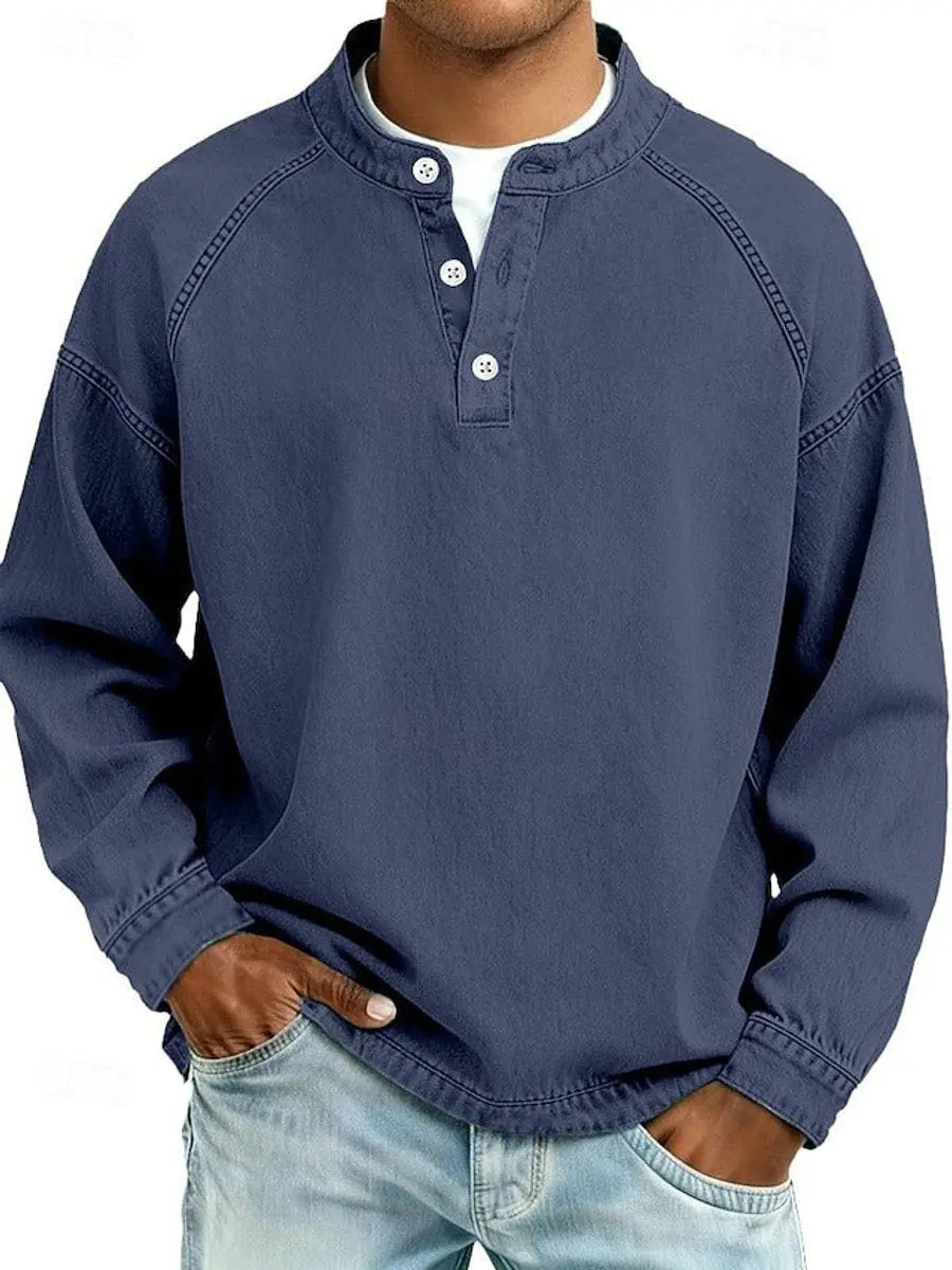 Thomas | Men's Vintage Henley Long Sleeve Pullover Mens Knit Sweater