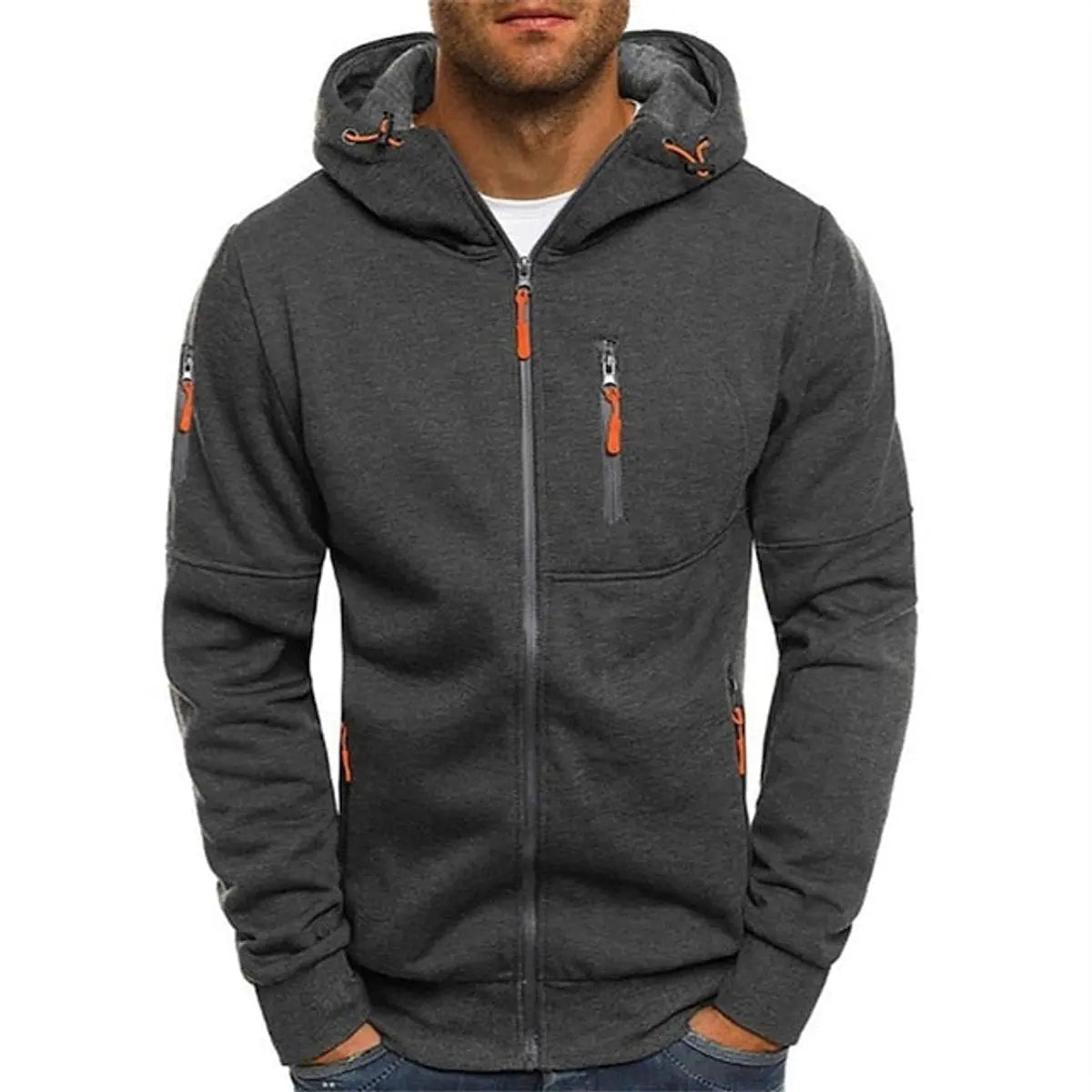 Noah | Mens Zip-Up Hooded Knit Sweater Fleece Hoodie Multi-Pocket