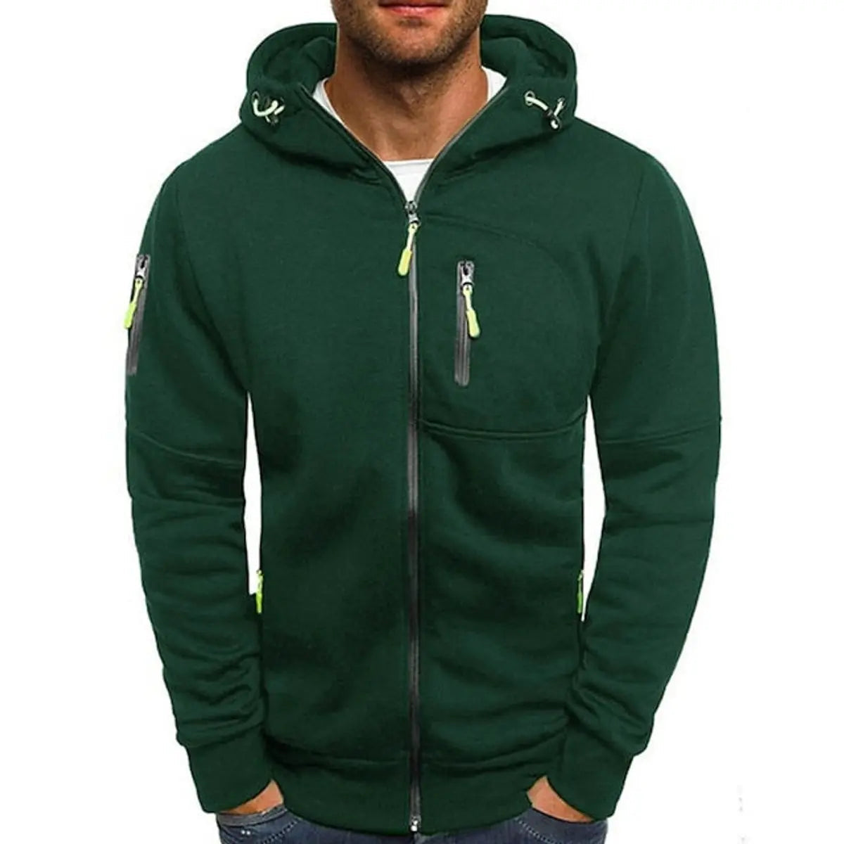 Noah | Mens Zip-Up Hooded Knit Sweater Fleece Hoodie Multi-Pocket