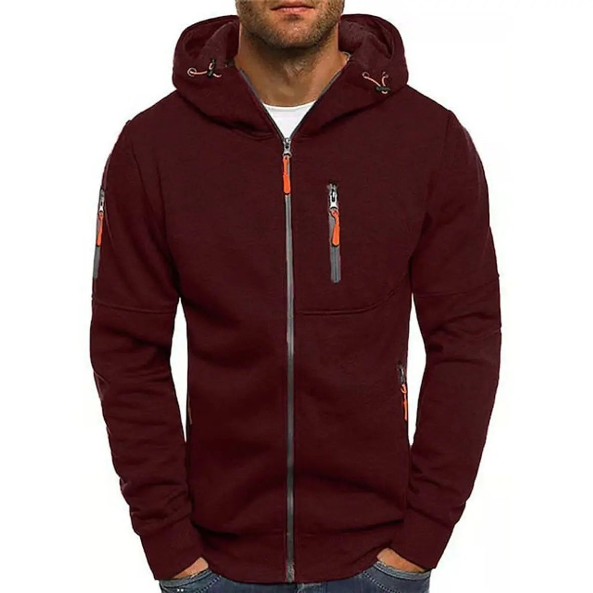 Noah | Mens Zip-Up Hooded Knit Sweater Fleece Hoodie Multi-Pocket