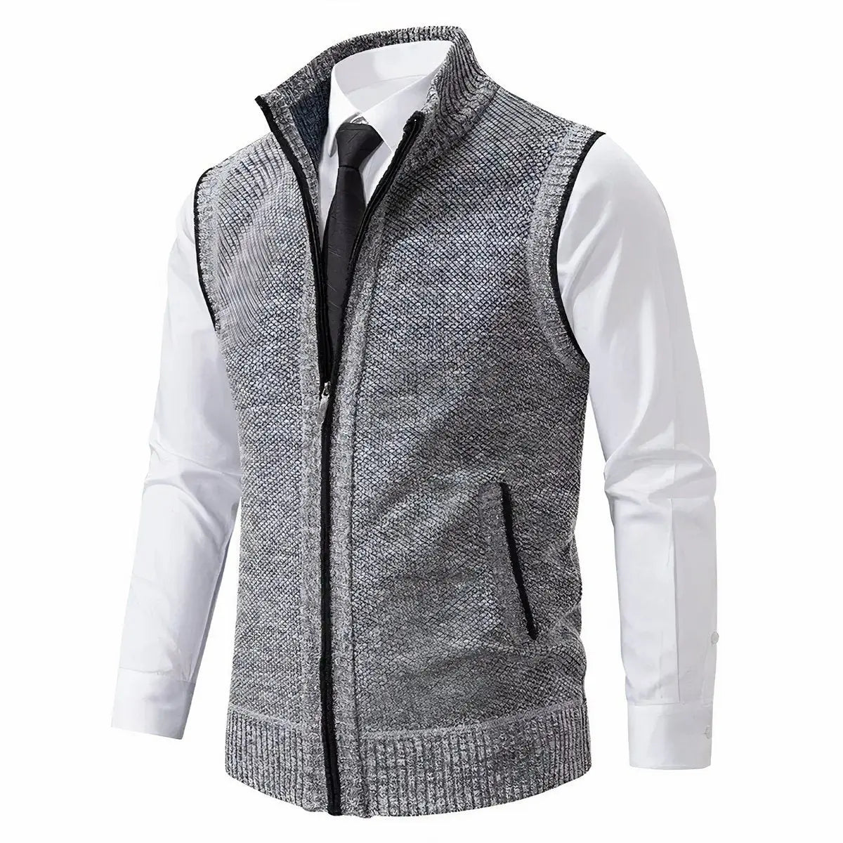 Edward | Men's Zip-Up Sleeveless Knit Mens Cardigan Sweater Vest