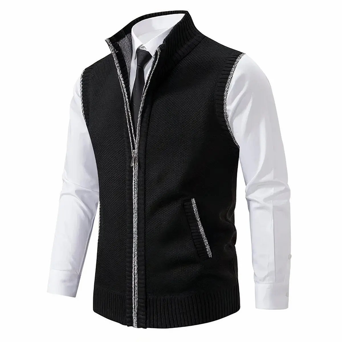 Edward | Men's Zip-Up Sleeveless Knit Mens Cardigan Sweater Vest